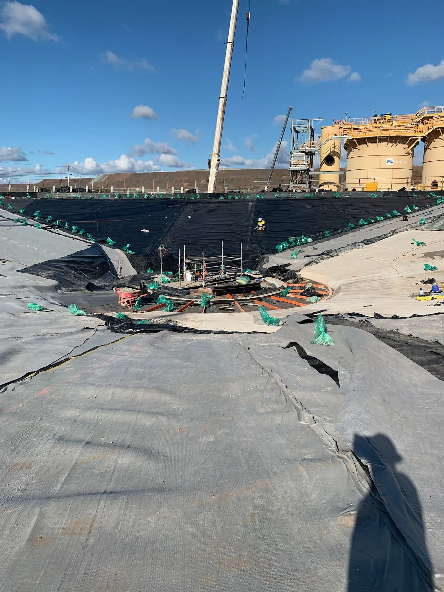 HDPE pipe being welded on a project site